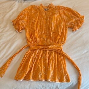 Juliet Dunn Orange Floral Mini Dress